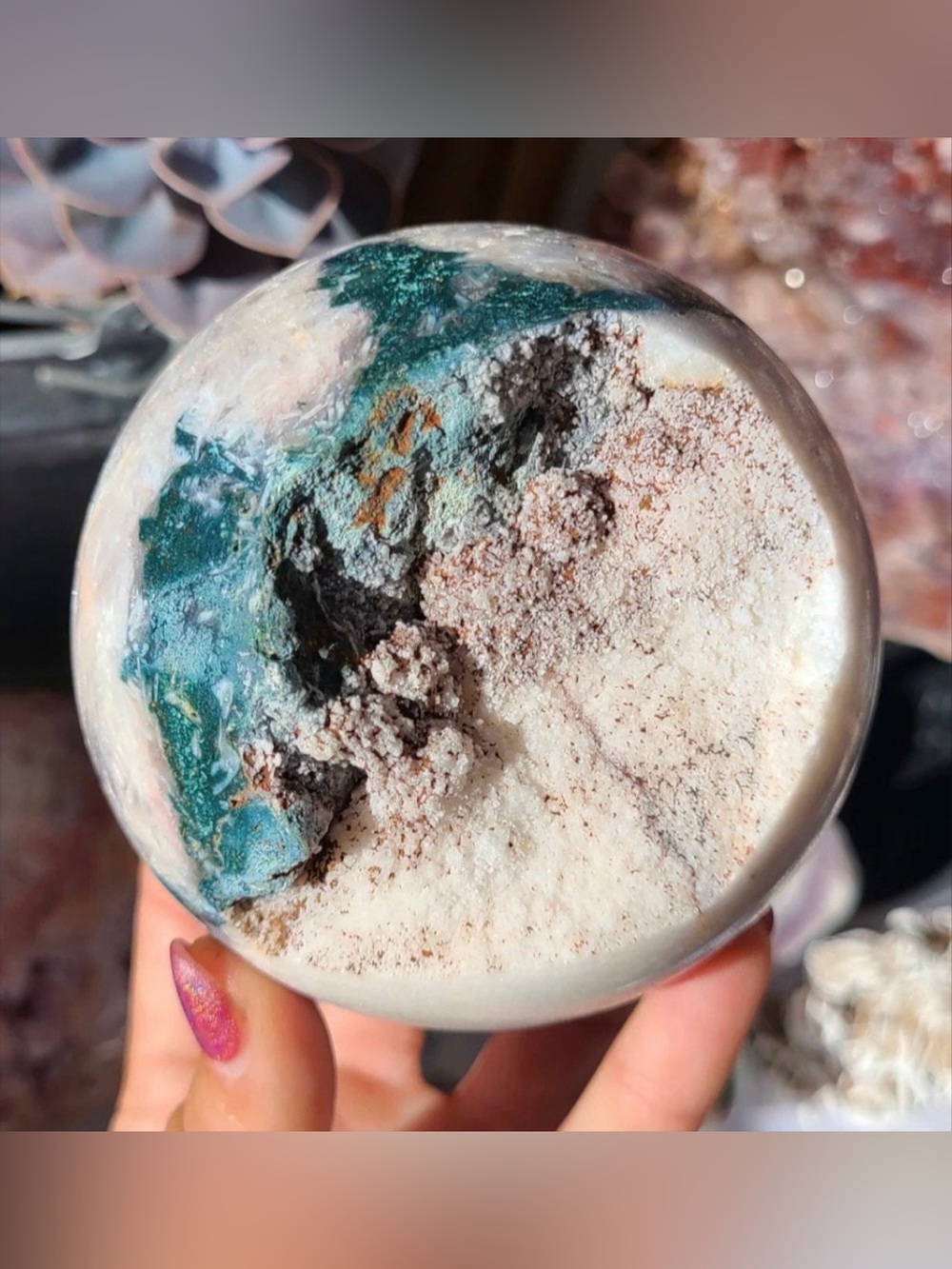 Pink Snow Amethyst Jasper Sphere